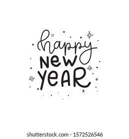 Happy New Year. 2020. Vector illustration with lettering composition. New Year's Eve label.
