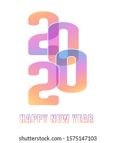 Happy new year 2020 vector background. Cover for 2020. Vector illustration. Isolated on white background.