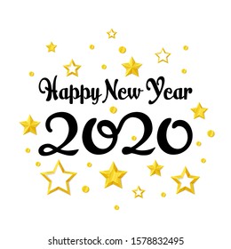 Happy New Year 2020 vector card design template.