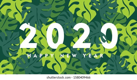 Happy New Year 2020. Vector illustration concept for background, greeting card, website and mobile website banner, party invitation card, social media banner, marketing material