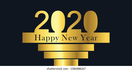 Happy New Year 2020 vector background -text design gold colored, vector elements for calendar and greeting card.