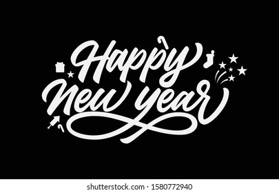 happy new year 2020 vector lettering calligraphy
