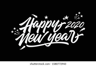 happy new year 2020 vector lettering calligraphy