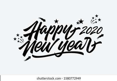 happy new year 2020 vector lettering calligraphy