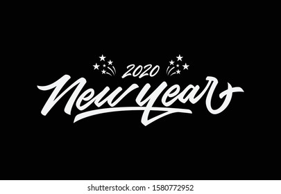 happy new year 2020 vector lettering calligraphy