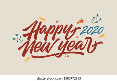 happy new year 2020 vector lettering calligraphy