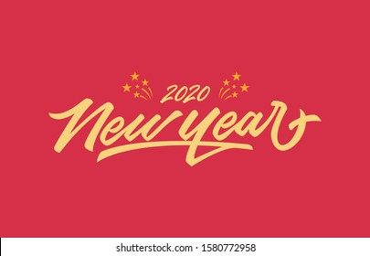 happy new year 2020 vector lettering calligraphy