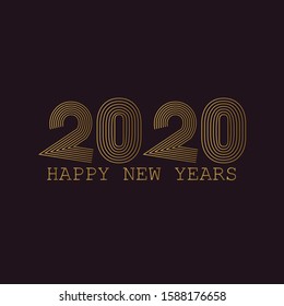 Happy new year 2020 Vector Gold Color