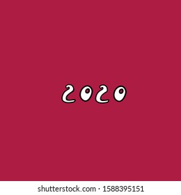 Happy New Year 2020  vector logo text design