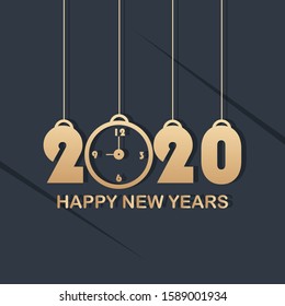 Happy New Year 2020 Vector with Gold Color