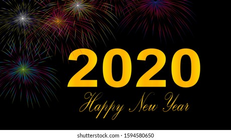 Happy new year 2020 vector design, with fireworks suitable for wallpapers, banners, backgrounds and social media posts.  with eps.10