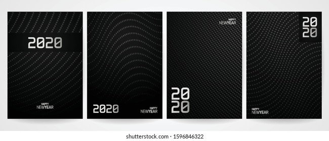 happy new year 2020 vector illustration concept. set of cover designs. minimalist and elegant.