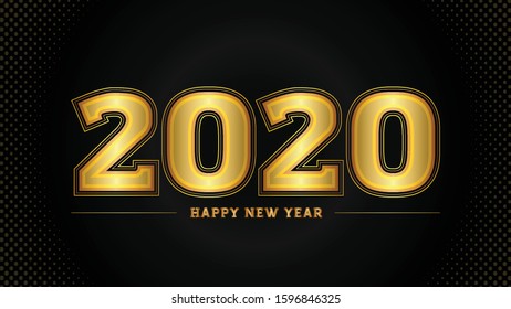 happy new year 2020 vector illustration concept with gold color touch. elegant and luxurious.