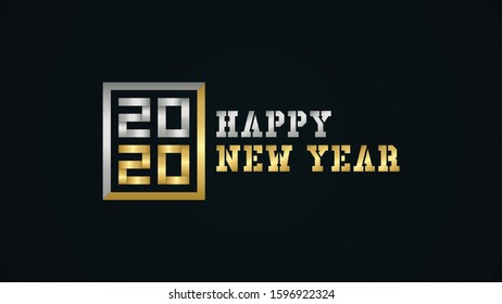 happy new year 2020 vector illustration concept with gold and silver color touch. elegant and luxurious.