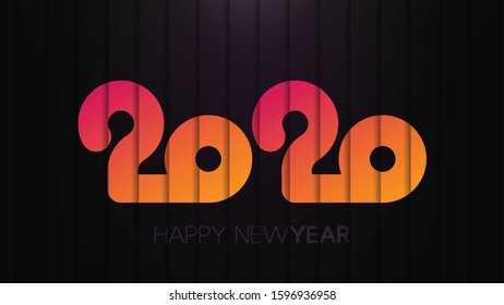 happy new year 2020 vector illustration. paper cut design concept. celebrating holiday.