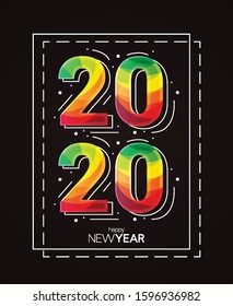 happy new year 2020 vector illustration concept geometrical style. hype and fun graphic design. celebration day.
