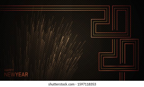 happy new year 2020 vector illustration concept on abstract grained dark background. luxury style typography.