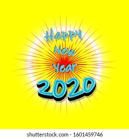 
Happy New Year 2020 vector yellow background