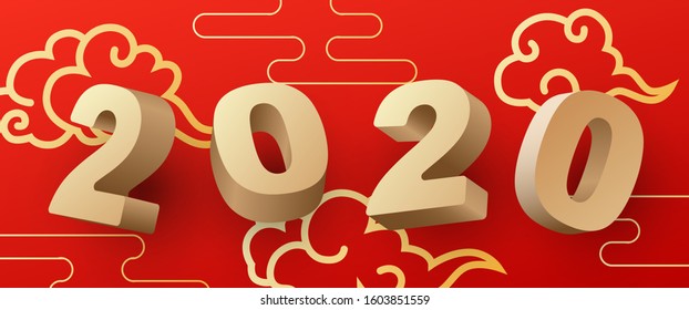 Happy New Year 2020. Vector Design for Background,