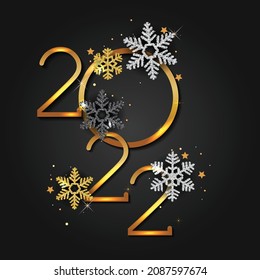 Frohes Neujahr 2020 - Vektorneujahrshintergrund mit goldenen Zahlen, leuchtenden Schneeflocken und Sternen auf glänzendem Hintergrund. Weihnachtsgrußkarte und glückliche Neujahrseinladung.