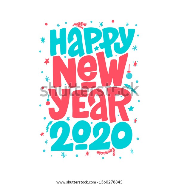 Happy New Year 2020 Vector Lettering Stock Image Download Now