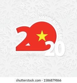 Happy New Year 2020 for Vietnam on snowflake background. Greeting Vietnam with new 2020 year.