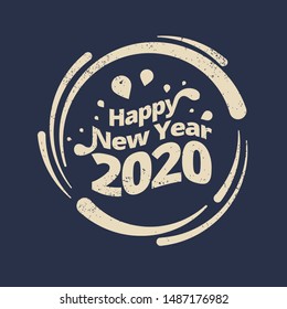 Happy new year 2020 vintage style with grunge texture. Use for greeting card, web, background, banner, print.