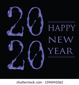happy new year 2020 water poster vector design