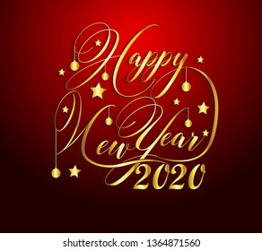 Happy New Year 2020 winter holiday Vector New Year illustration