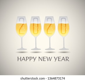 Happy New Year 2020 winter holiday Vector New Year illustration

