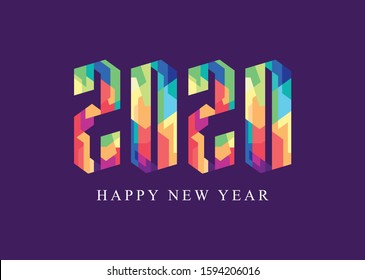 Happy New Year 2020 WPAP Pop art style colorful vector illustration