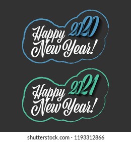 Happy New Year 2020-2021 vector sign on the black background