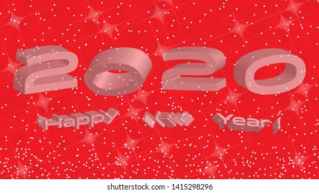 Happy New Year 2020D logo text design. Cover of business diary for 2020 with wishes. Brochure design template, card, banner. 3D Vector illustration. 