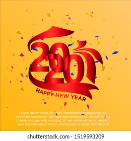 Happy new year 2020.Gold number.particles background.vector illustration