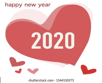 Happy New Year 2020,heart On White Background. 