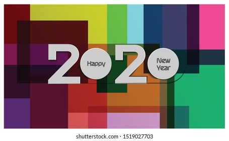 Happy new year  2020text - background colorful -  modern Idea and Concept Vector illustration.