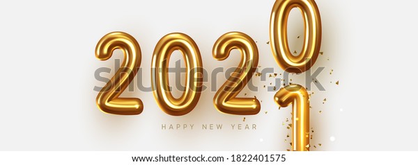 Happy New Year 2021 2020 Gold Stock Vector (Royalty Free) 1822401575