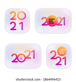 Happy New Year 2021 3D stylized clean buttons for a different designs.