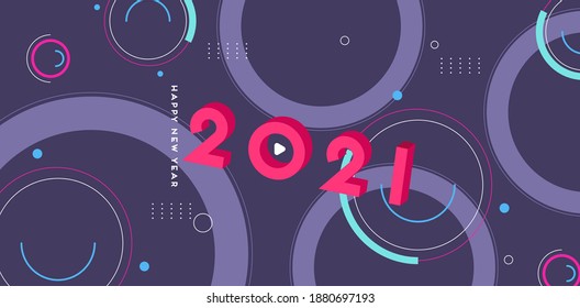happy new year 2021, abstract background, motion graphic, eps 10