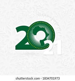 Happy New Year 2021 for African Union on snowflake background. Greeting African Union with new 2021 year.