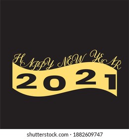 Happy New Year 2021 Art and design , Typographic logo and background image