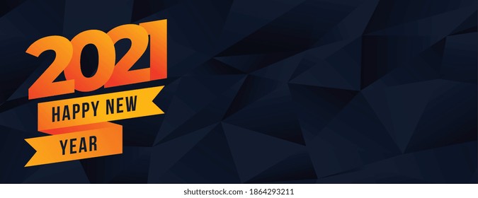 Happy new year 2021 attractive polygonal banner
