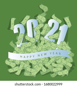 Happy New Year 2021 background template. Merry Christmas and Happy New Year holiday symbol template. Chinese new year, year of the ox