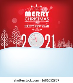 Happy New Year 2021 background template. Merry Christmas and Happy New Year holiday symbol template. Chinese new year, year of the ox