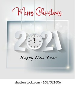 Happy New Year 2021 background template. Merry Christmas and Happy New Year holiday symbol template. Chinese new year, year of the ox