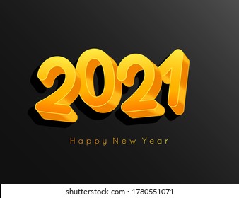 Feliz Año Nuevo 2021 con números amarillos. Ilustración del vector
