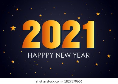 happy  new year 2021 background design vector with star. new year celebration invitation poster and banner design. 