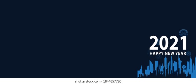 Happy New Year 2021 background with black background.