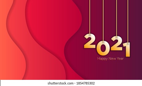 Alles Gute zum Neujahr 2021 - Hintergrundvorlage. Hintergrundvorlage mit Papierschnitt-Stil. Vektorgrafik 2021