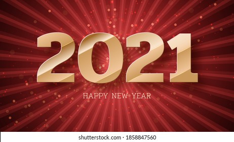 Happy New Year 2021 background template, 3D paper cut style Luxury concept. Vector illustration.